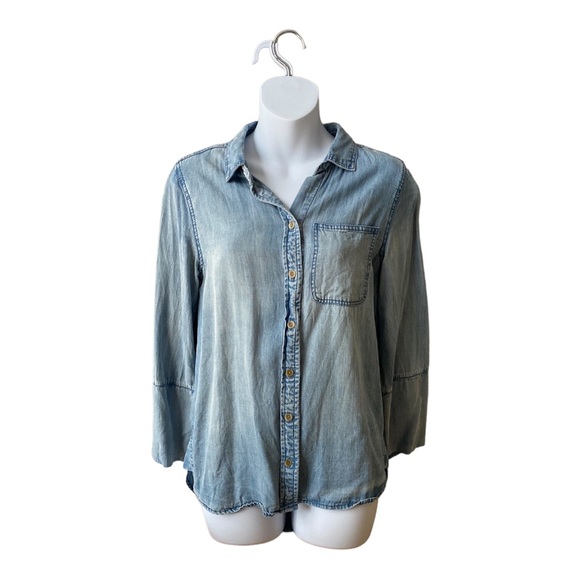Saks Fifth Avenue Jak & Rae Denim Shirt Chambray Button Down Shirt blouse - Picture 1 of 8